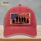 Military Soldiers American Flag Novelty License Plate Hat Tag Unconstructed Cotton / Red