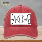 Baseball Heart Beat Novelty License Plate Hat Tag Unconstructed Cotton / Red