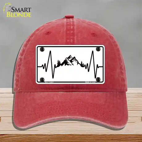 Mountains Heart Beat Novelty License Plate Hat Tag Unconstructed Cotton / Red