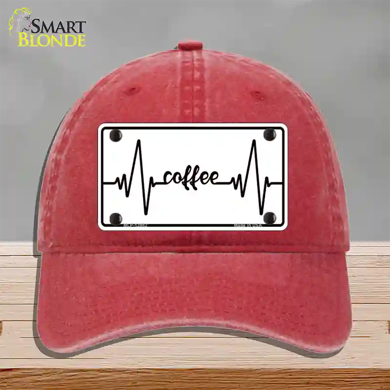 Coffee Heart Beat Novelty License Plate Hat Tag Unconstructed Cotton / Red