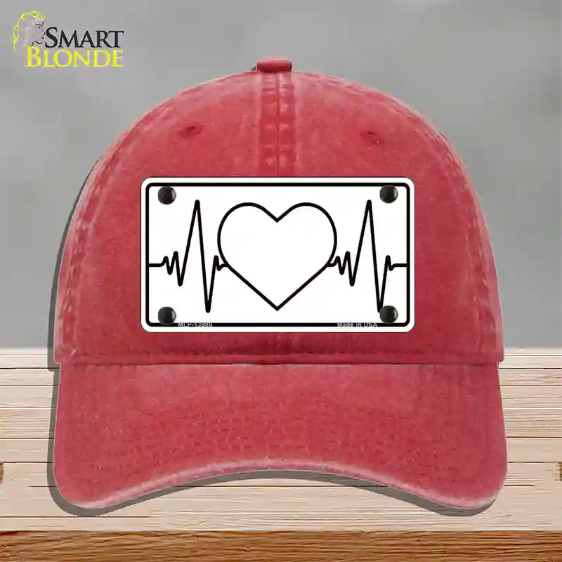 Love Heart Beat Novelty License Plate Hat Tag Unconstructed Cotton / Red