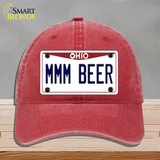 MMM Beer Ohio Novelty License Plate Hat Tag Unconstructed Cotton / Red