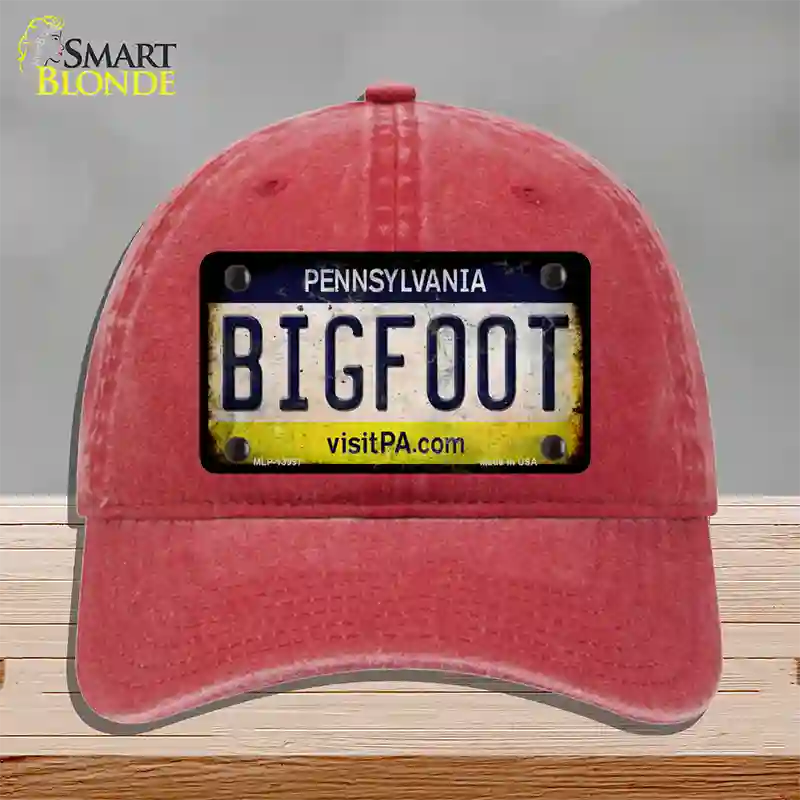 Bigfoot Pennsylvania Novelty License Plate Hat Tag Unconstructed Cotton / Red