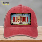 Bigfoot Alaska Novelty License Plate Hat Tag Unconstructed Cotton / Red