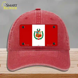 Peru Flag Novelty License Plate Hat Unconstructed Cotton / Red