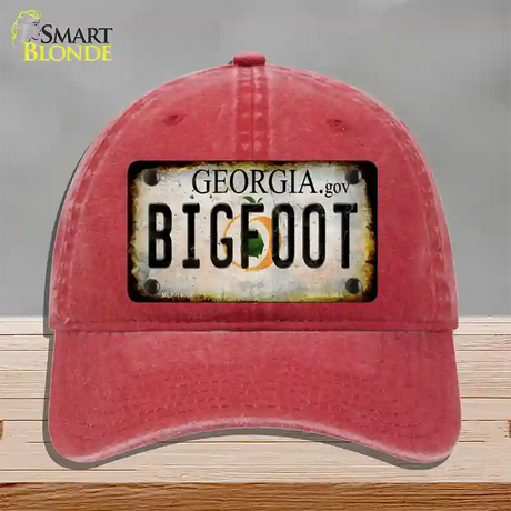 Bigfoot Georgia Novelty License Plate Hat Tag Unconstructed Cotton / Red