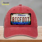 Bigfoot Illinois Novelty License Plate Hat Tag Unconstructed Cotton / Red