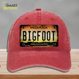 Bigfoot Indiana Novelty License Plate Hat Tag Unconstructed Cotton / Red