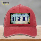 Bigfoot Kansas Novelty License Plate Hat Tag Unconstructed Cotton / Red