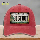 Bigfoot Maine Novelty License Plate Hat Tag Unconstructed Cotton / Red