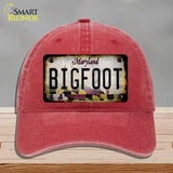 Bigfoot Maryland Novelty License Plate Hat Tag Unconstructed Cotton / Red