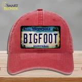 Bigfoot Minnesota Novelty License Plate Hat Tag Unconstructed Cotton / Red