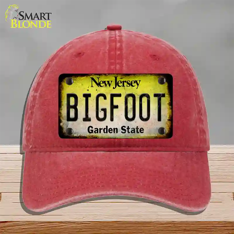 Bigfoot New Jersey Novelty License Plate Hat Tag Unconstructed Cotton / Red