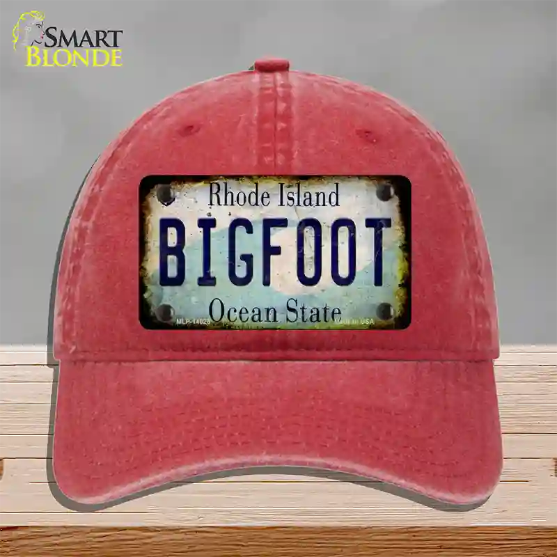 Bigfoot Rhode Island Novelty License Plate Hat Tag Unconstructed Cotton / Red