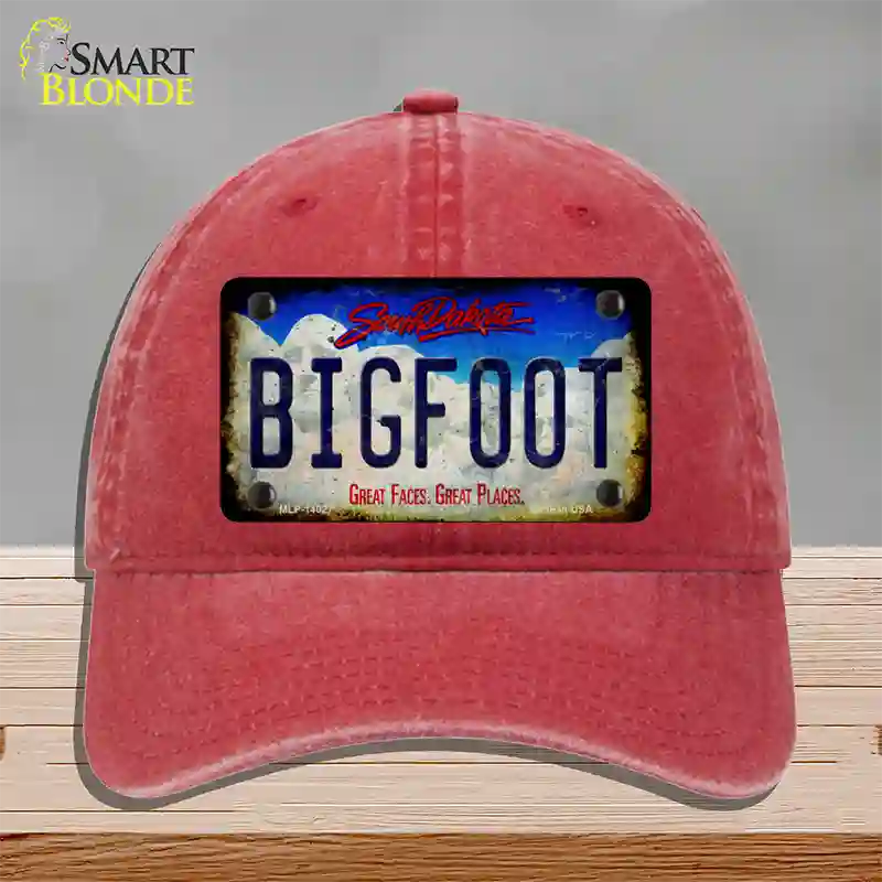 Bigfoot South Dakota Novelty License Plate Hat Tag Unconstructed Cotton / Red