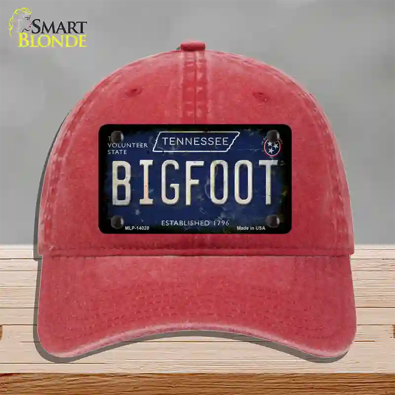 Bigfoot Tennessee Novelty License Plate Hat Tag Unconstructed Cotton / Red