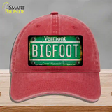 Bigfoot Vermont Novelty License Plate Hat Tag Unconstructed Cotton / Red