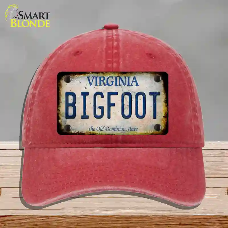 Bigfoot Virginia Novelty License Plate Hat Tag Unconstructed Cotton / Red