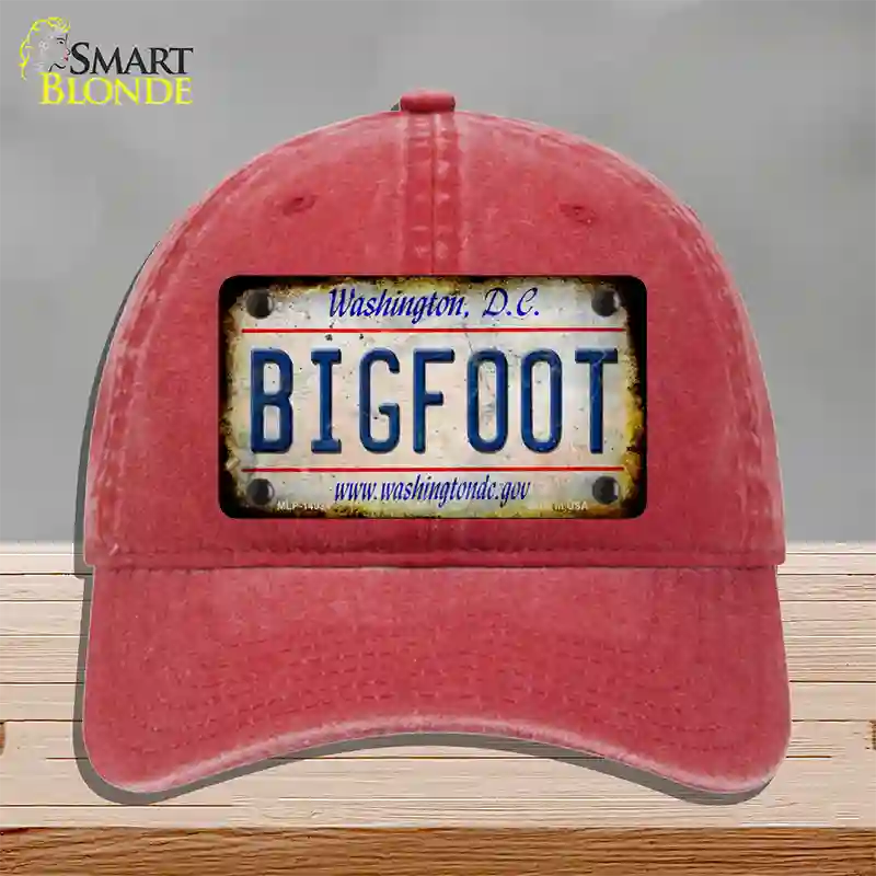 Bigfoot Washington DC Novelty License Plate Hat Tag Unconstructed Cotton / Red