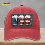 Three Beers America Novelty License Plate Hat Unconstructed Cotton / Red