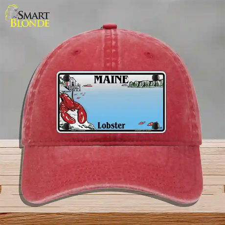 Maine Lobster Blank Novelty License Plate Hat Unconstructed Cotton / Red