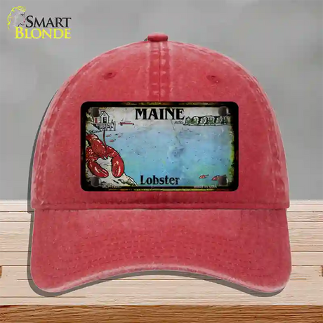 Maine Lobster Blank Rusty Novelty License Plate Hat Unconstructed Cotton / Red