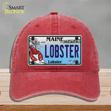 Lobster Maine Lobster Novelty License Plate Hat Unconstructed Cotton / Red