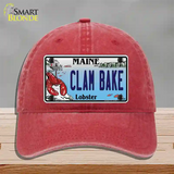 Clam Bake Maine Lobster Novelty License Plate Hat Unconstructed Cotton / Red