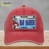 Bar Harbor Maine Lobster Novelty License Plate Hat Unconstructed Cotton / Red