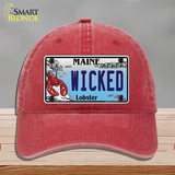 Wicked Maine Lobster Novelty License Plate Hat Unconstructed Cotton / Red