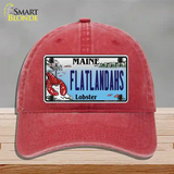 Flatlands Maine Lobster Novelty License Plate Hat Unconstructed Cotton / Red