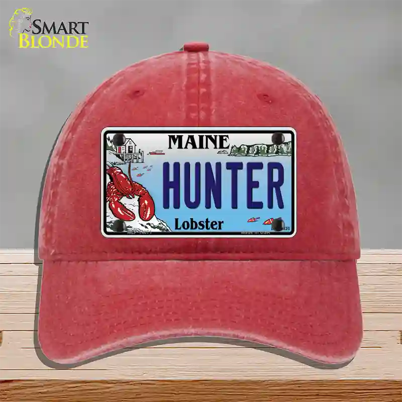 Hunter Maine Lobster Novelty License Plate Hat Unconstructed Cotton / Red