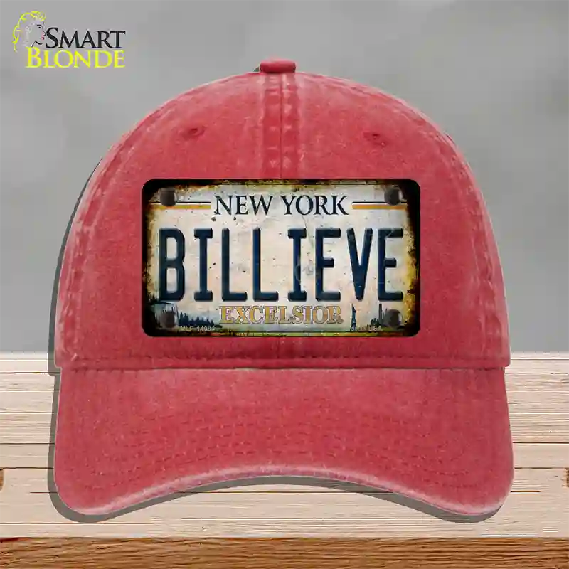 Billieve Excelcior New York Novelty License Plate Hat Unconstructed Cotton / Red