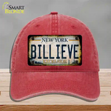 Billieve Excelcior New York Novelty License Plate Hat Unconstructed Cotton / Red