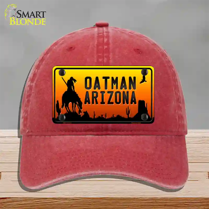 Oatman End Of Trail Arizona Scenic Background Novelty License Plate Hat Unconstructed Cotton / Red