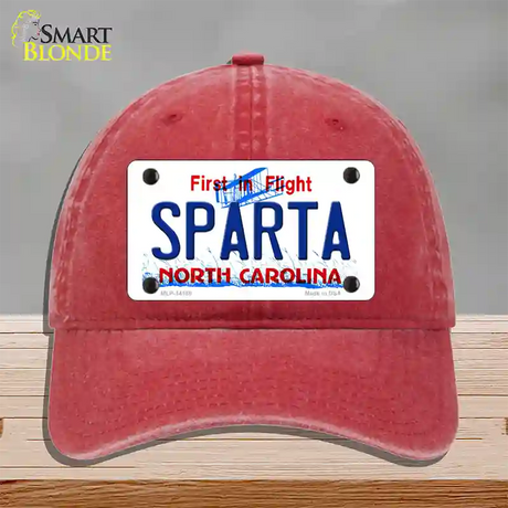 Sparta North Carolina Novelty License Plate Hat Unconstructed Cotton / Red