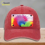 Pink Tie-Dye Novelty License Plate Hat Unconstructed Cotton / Red