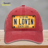 Livin N Lovin Everyday Novelty License Plate Hat Unconstructed Cotton / Red