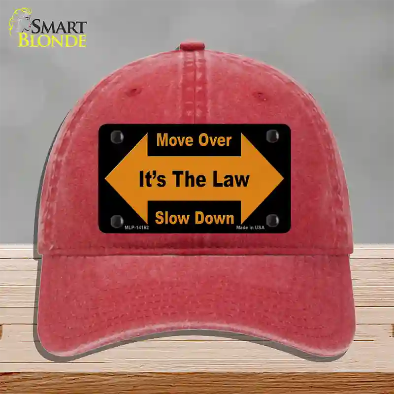 Move Over Its The Law Novelty License Plate Hat Unconstructed Cotton / Red