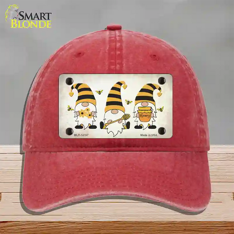 Gnomes Honeybees Novelty License Plate Hat Unconstructed Cotton / Red