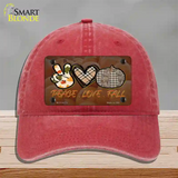 Peace Love Fall Novelty License Plate Hat Unconstructed Cotton / Red