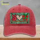 Peace Love Presents Novelty License Plate Hat Unconstructed Cotton / Red