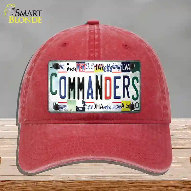 Commanders Strip Art Novelty License Plate Hat Unconstructed Cotton / Red