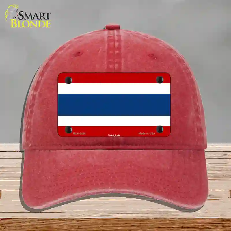 Thailand Flag Novelty License Plate Hat Unconstructed Cotton / Red