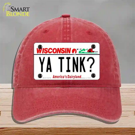 Ya Tink Wisconsin Novelty License Plate Hat Unconstructed Cotton / Red