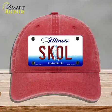 Skol Illinois Novelty License Plate Hat Unconstructed Cotton / Red