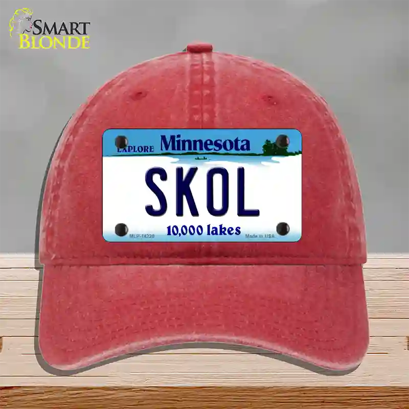 Skol Minnesota Novelty License Plate Hat Unconstructed Cotton / Red