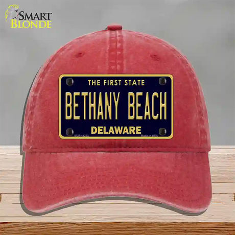 Bethany Beach Delaware Novelty License Plate Hat Unconstructed Cotton / Red