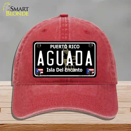 Aguada Puerto Rico Black Novelty License Plate Hat Unconstructed Cotton / Red