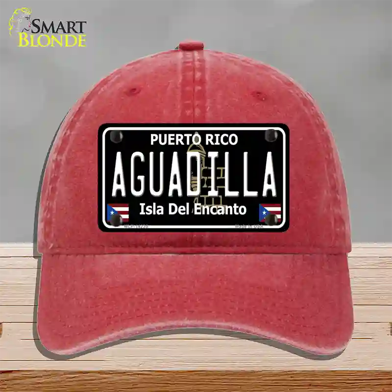 Aguadilla Puerto Rico Black Novelty License Plate Hat Unconstructed Cotton / Red